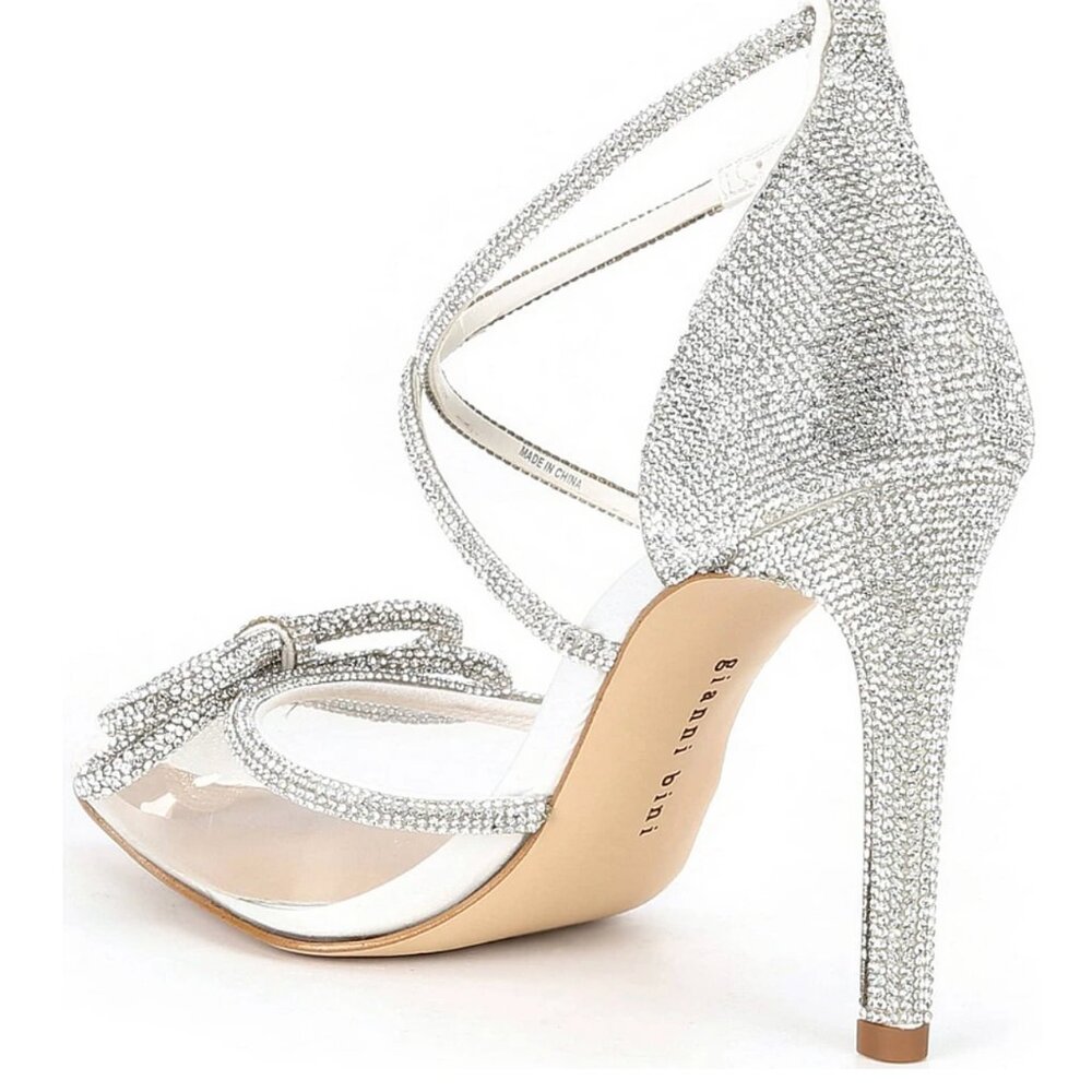 Gianni Bini Bridal Collection Ezlynn Rhinestone Embellished Bow Vinyl Toe Pumps - Picture 4 of 16